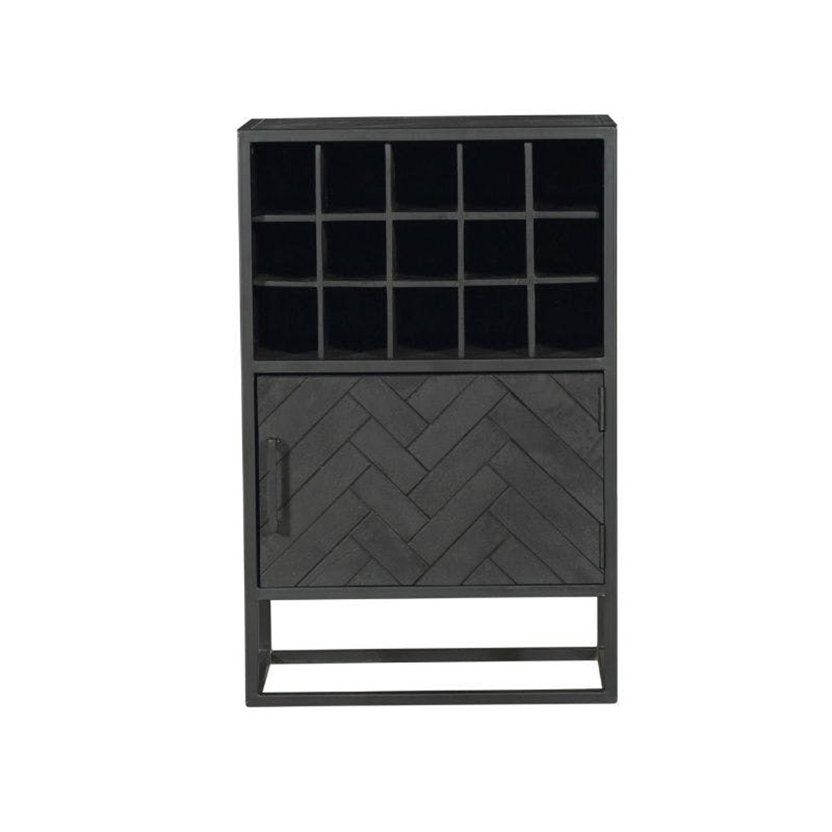 Minibar salon en bois noir pour 15 bouteilles ALVERA noir, PIER IMPORT