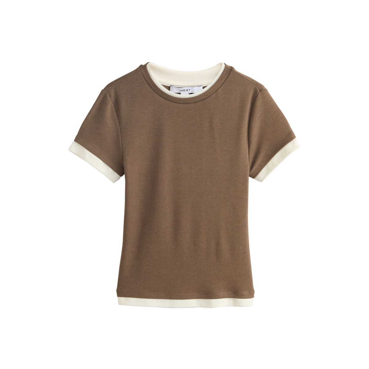 T-shirt ras du cou à manches courtes marron chocolat, NEXT