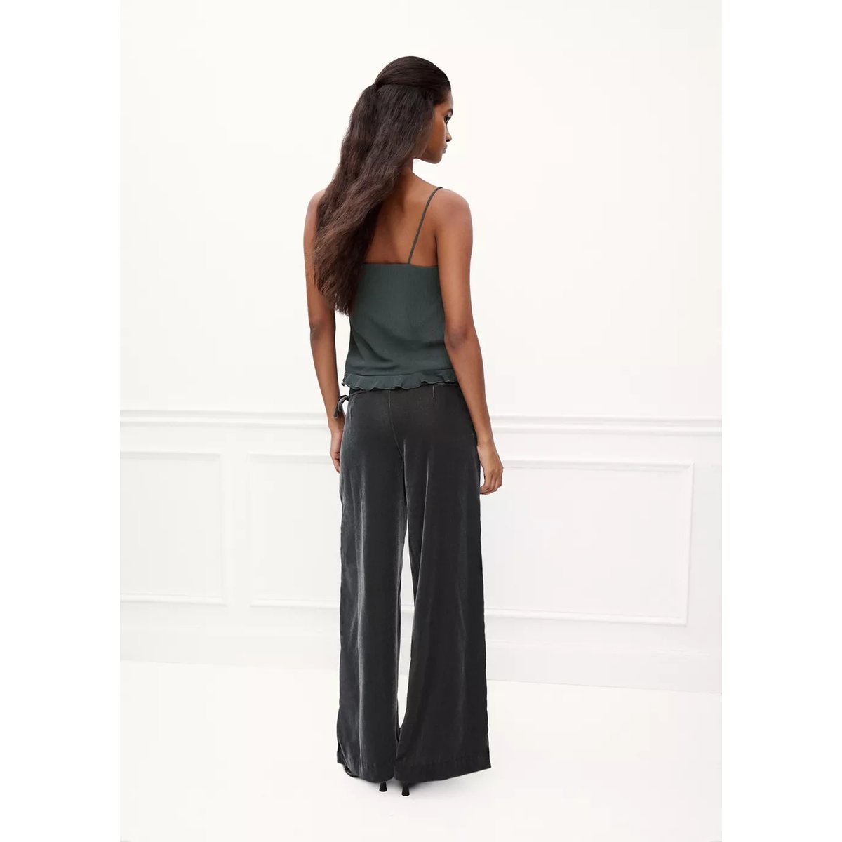 Pantalon droit en velours argent foncé, MANGO TEEN
