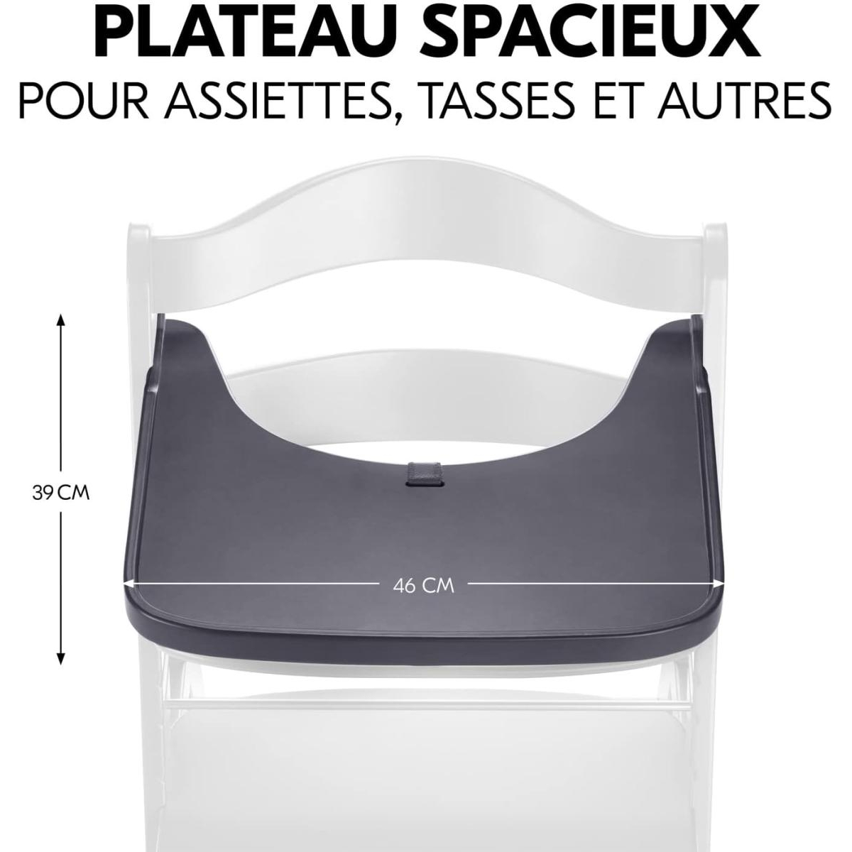 Plateau Alpha en bois Tray Dark Grey noir, HAUCK