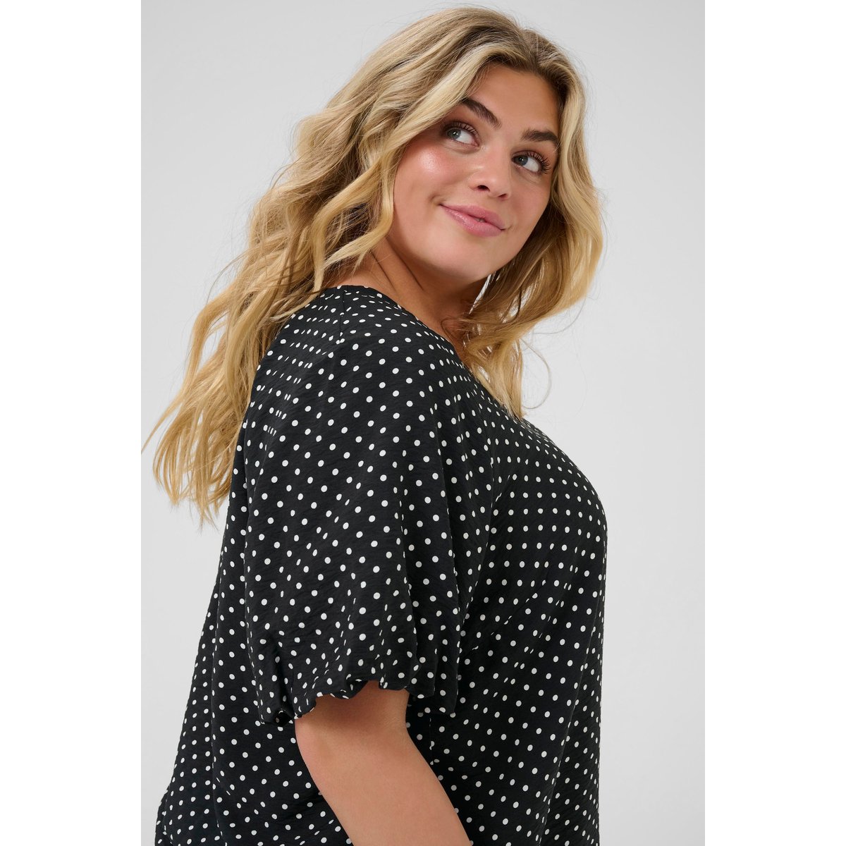 Blouse à manches courtes noir blanc pois, KAFFE CURVE