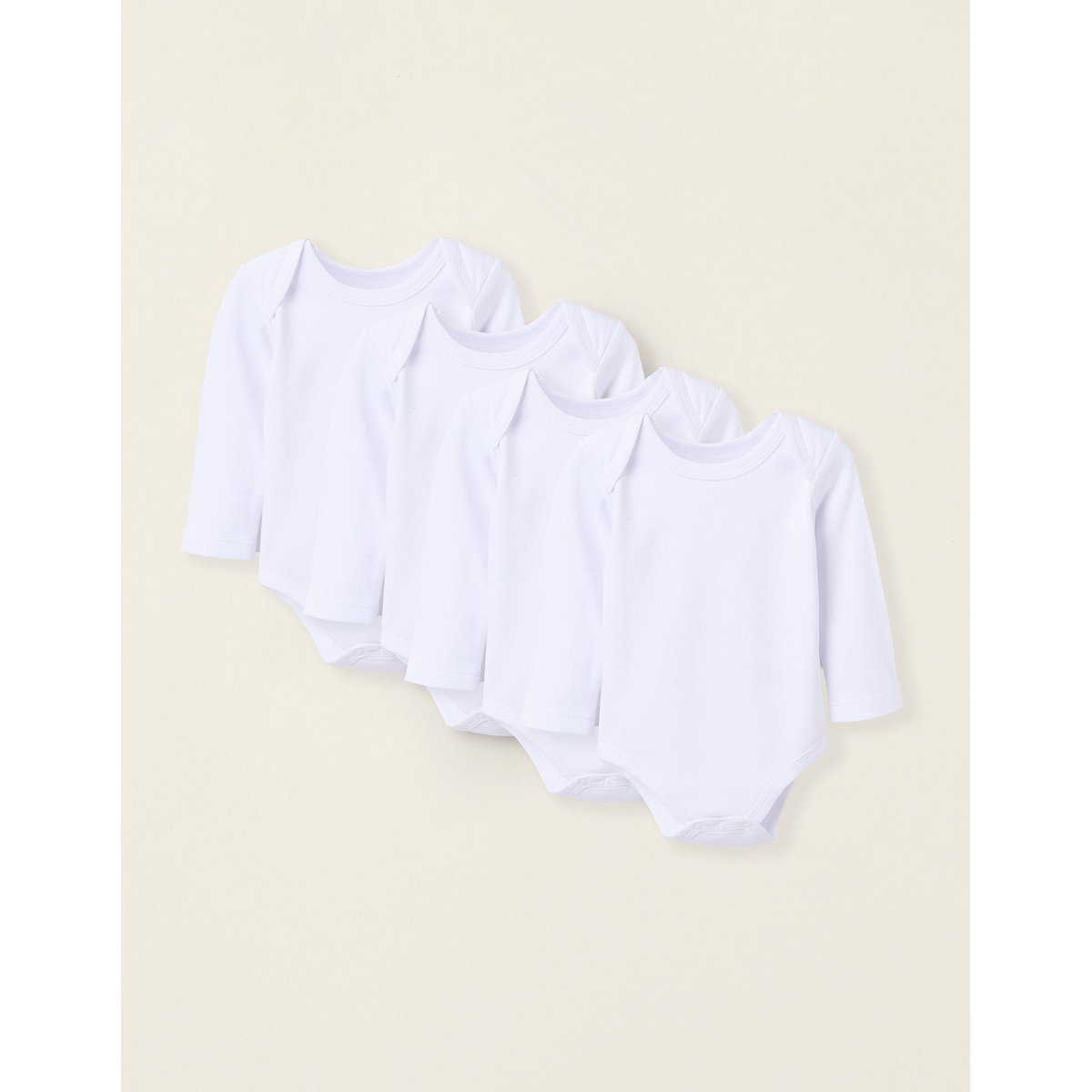 Pack 4 Bodies Unis peigné en Coton blanc, ZIPPY