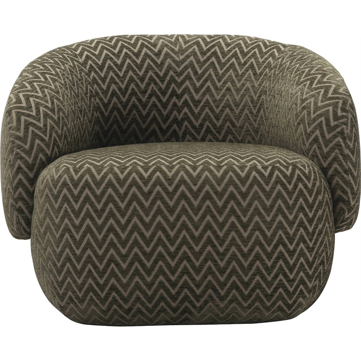 Fauteuil lounge à motif chevron vert mousse chevron beige, RECOLLECTION