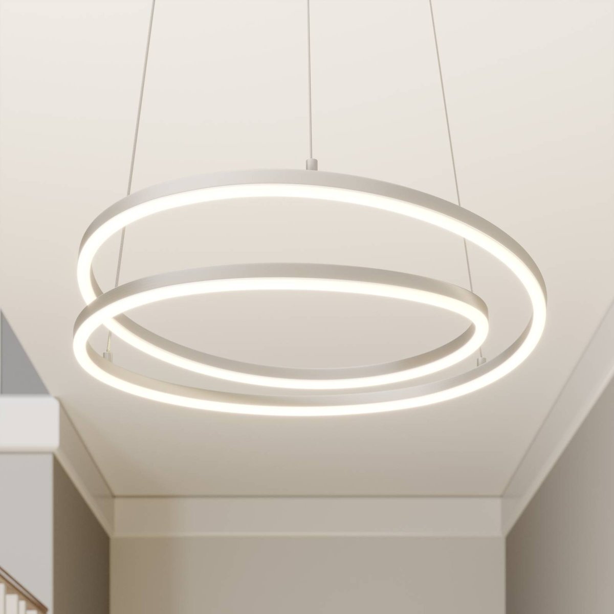 Suspension en aluminium moderneLED, Davian nickel satiné, LINDBY