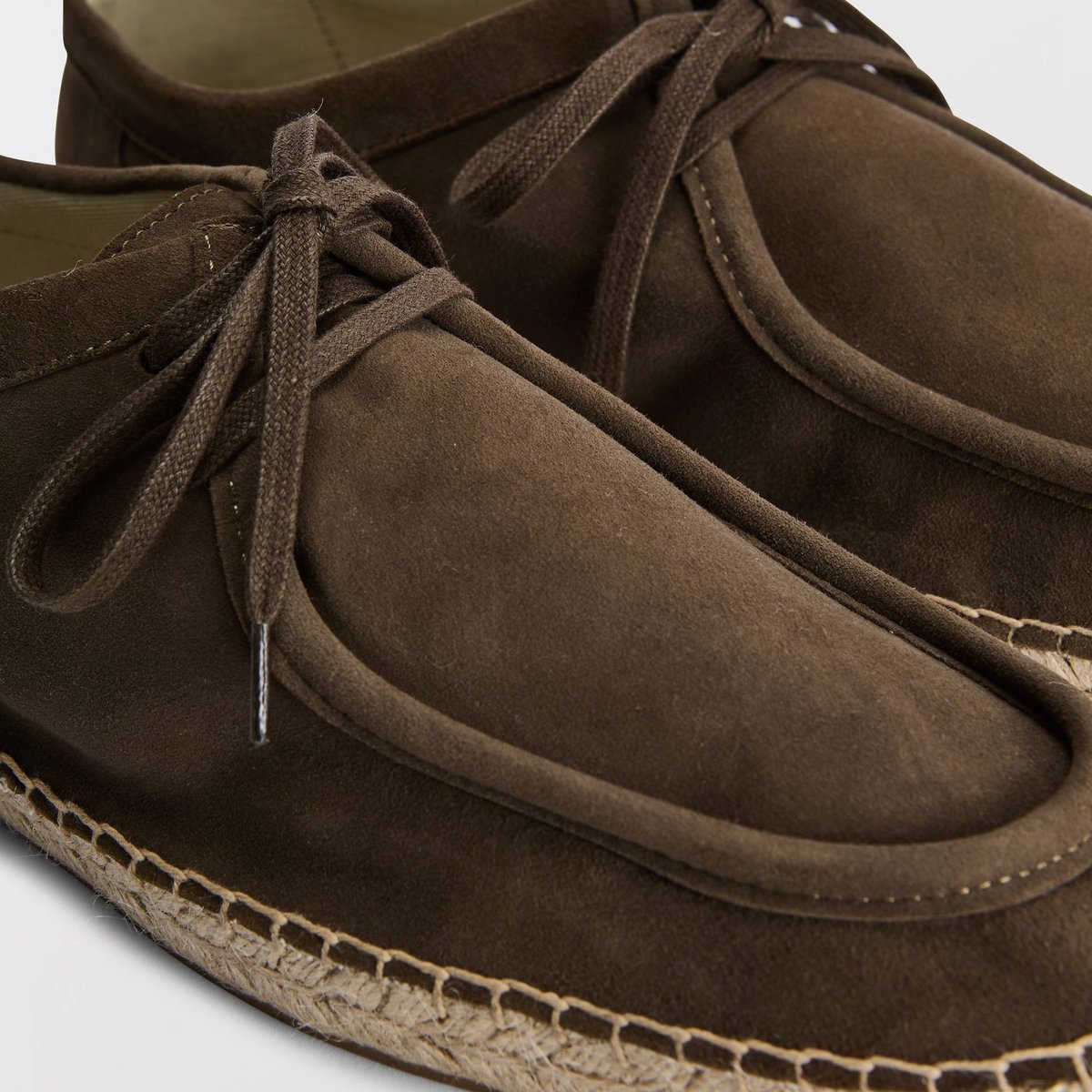 Espadrilles en croûte de cuir kaki, MONOPRIX