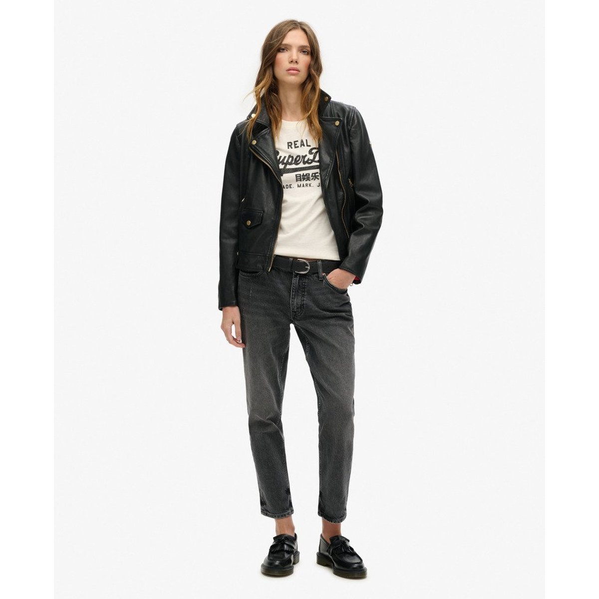 Top à imprimé graphique avec logo vintage crème flammé, SUPERDRY