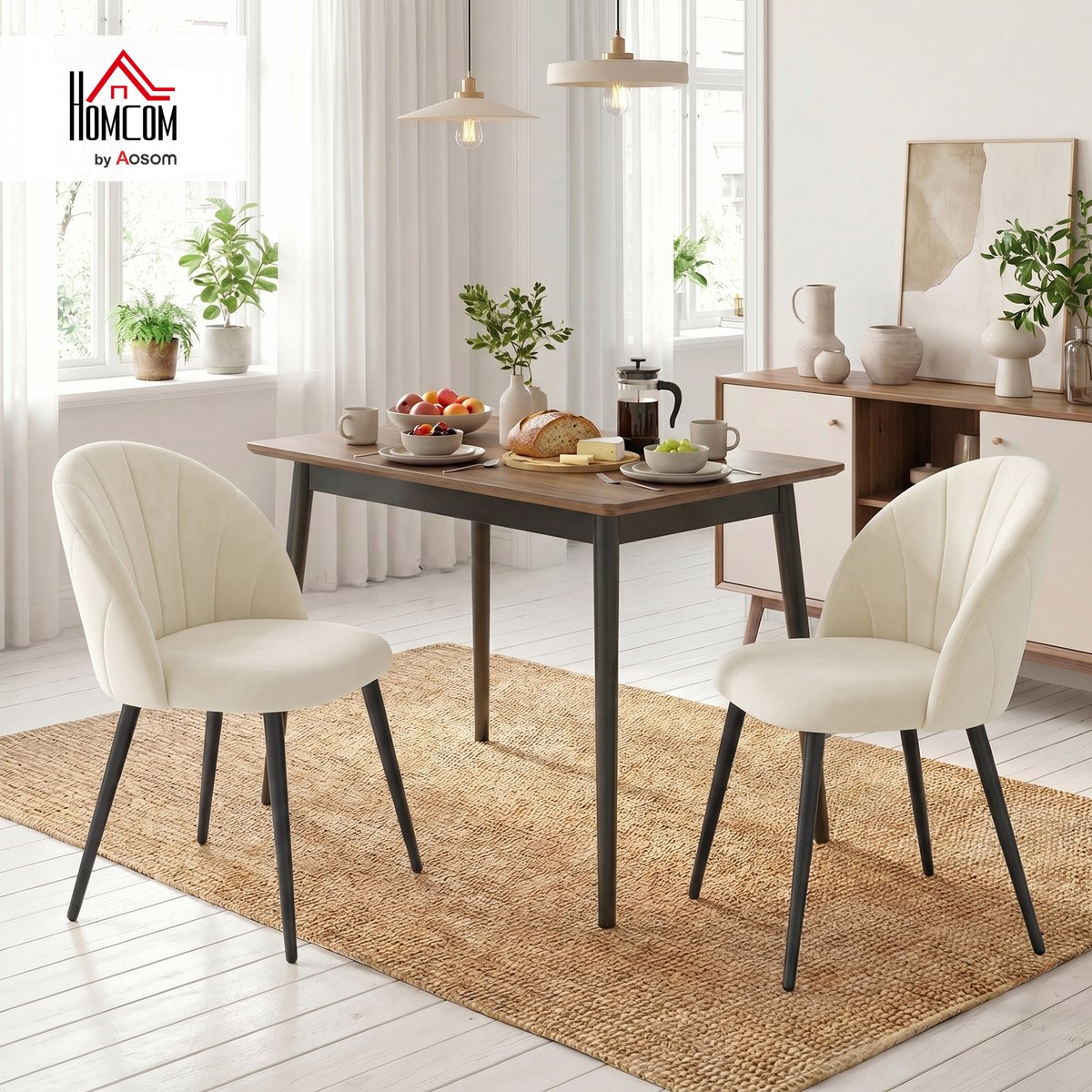 Chaise de salle à manger Velours (100 % crème, HOMCOM