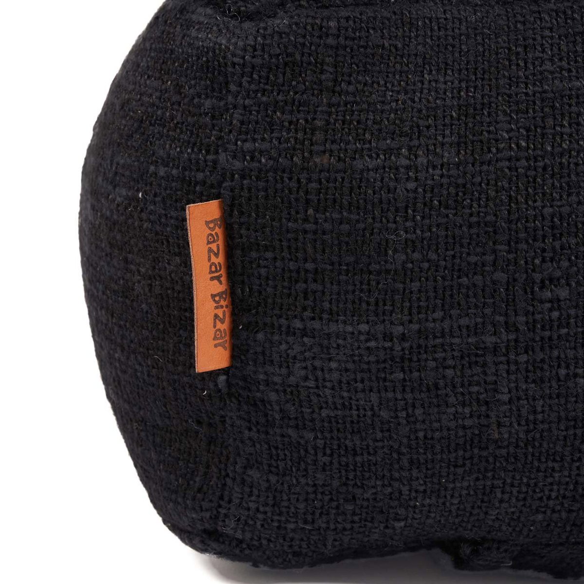 Pouf en coton COMFY noir, BAZAR BIZAR