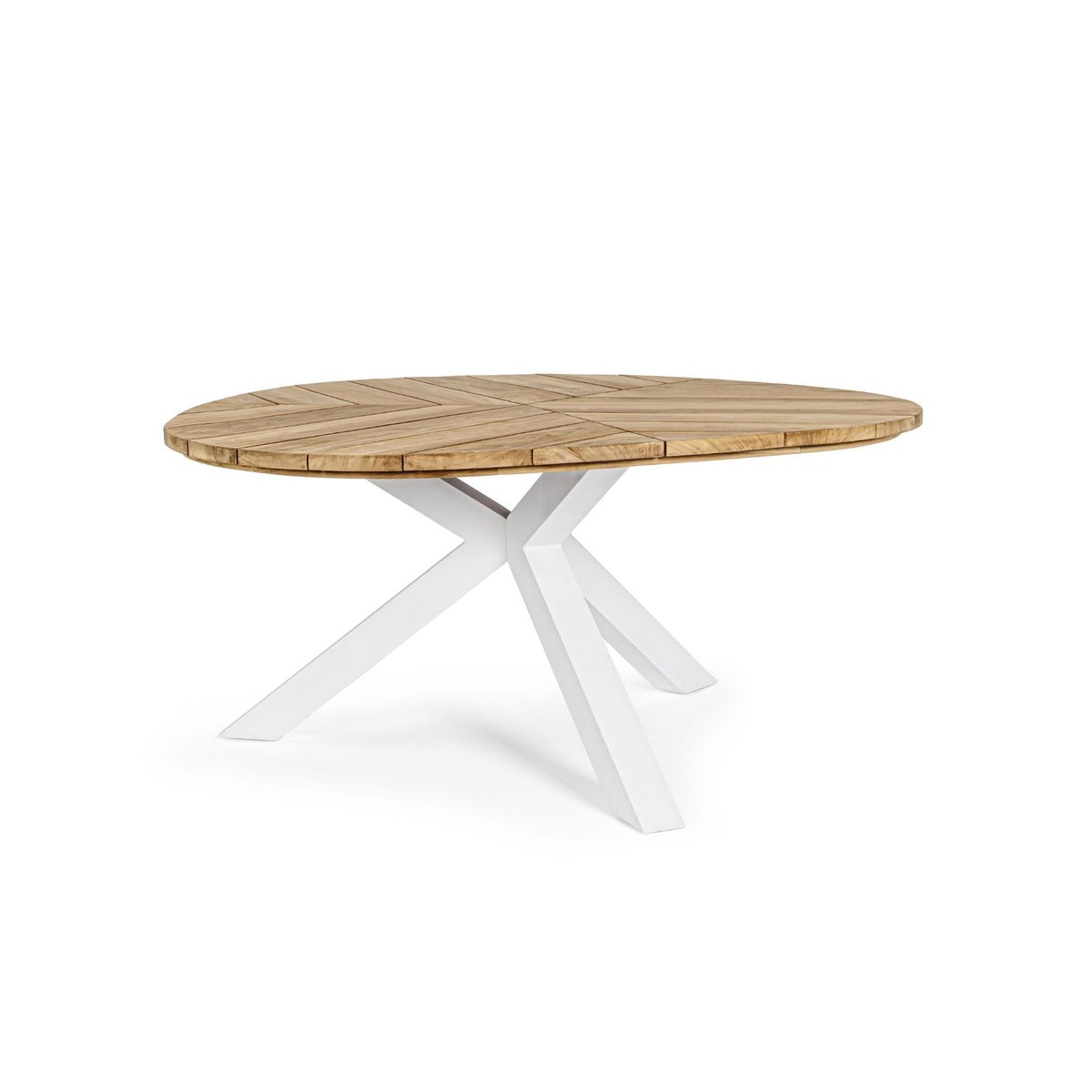 Table de jardin forme galet en teck et aluminium L160 - CAP FERRET blanc, HELLIN, DEPUIS 1862