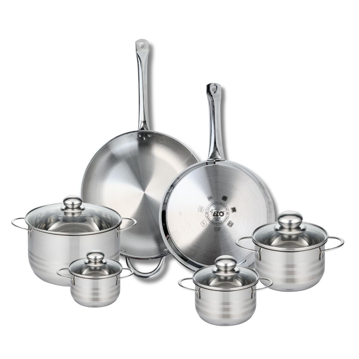 2 poêles 28/32cm + 4 faitouts 12/14/16/20cm PROFI BRILLANT inox, ELO