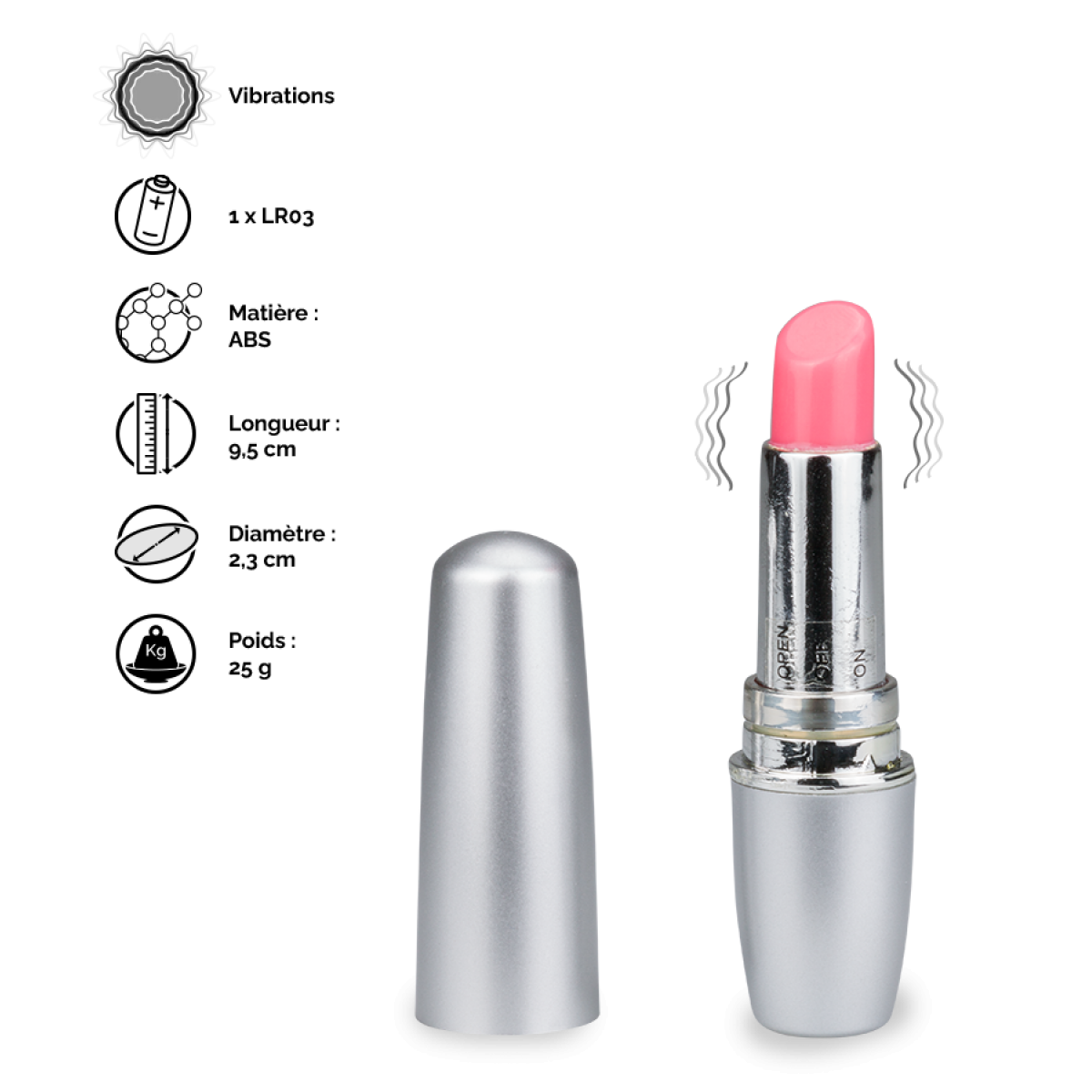 Stimulateur clitoridien Lipstick Lover argent, LOVE AND VIBES