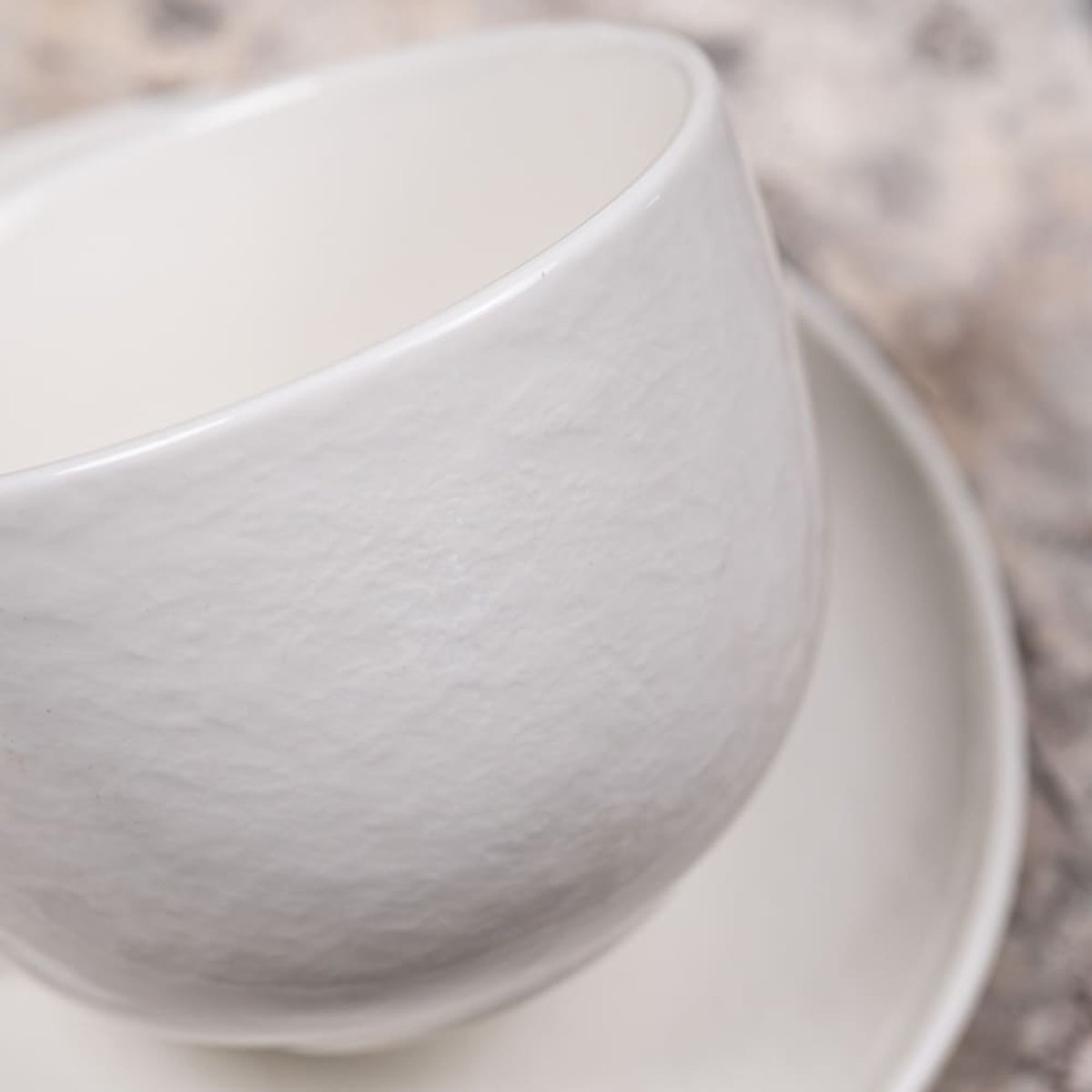 Tasse et sous-tasse à thé Ecume 22 cl (lot de 6) blanc, TABLE PASSION
