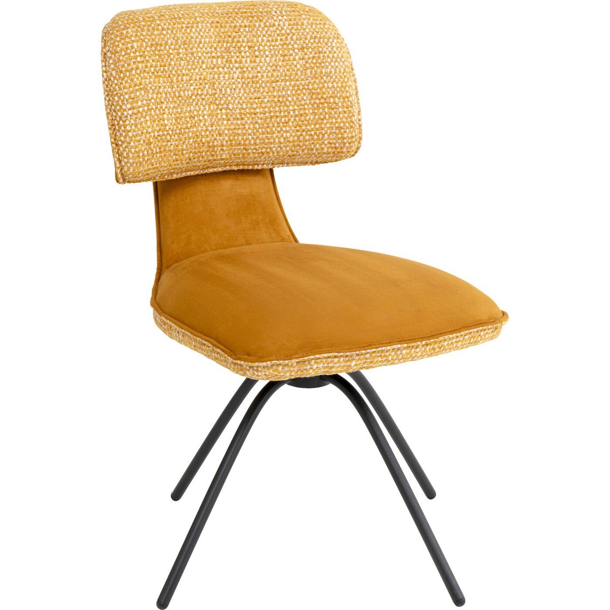 Chaise pivotante en velours double matière, HELLI jaune, KARE DESIGN
