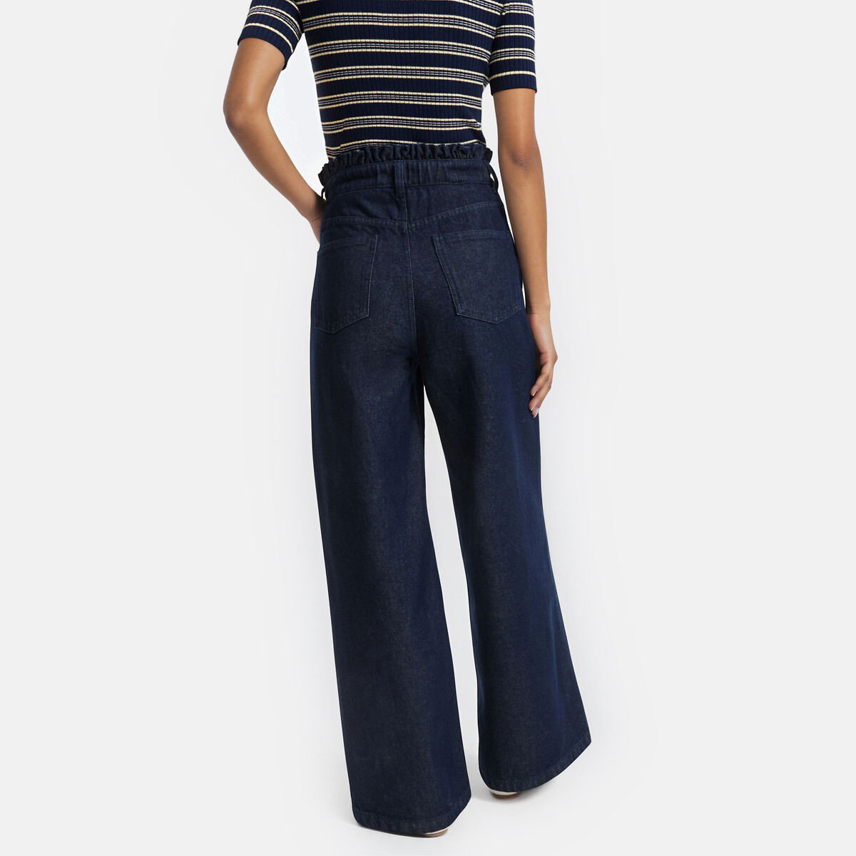 Paperbag Waist Wide Leg Jeans untreated blue, LA REDOUTE COLLECTIONS