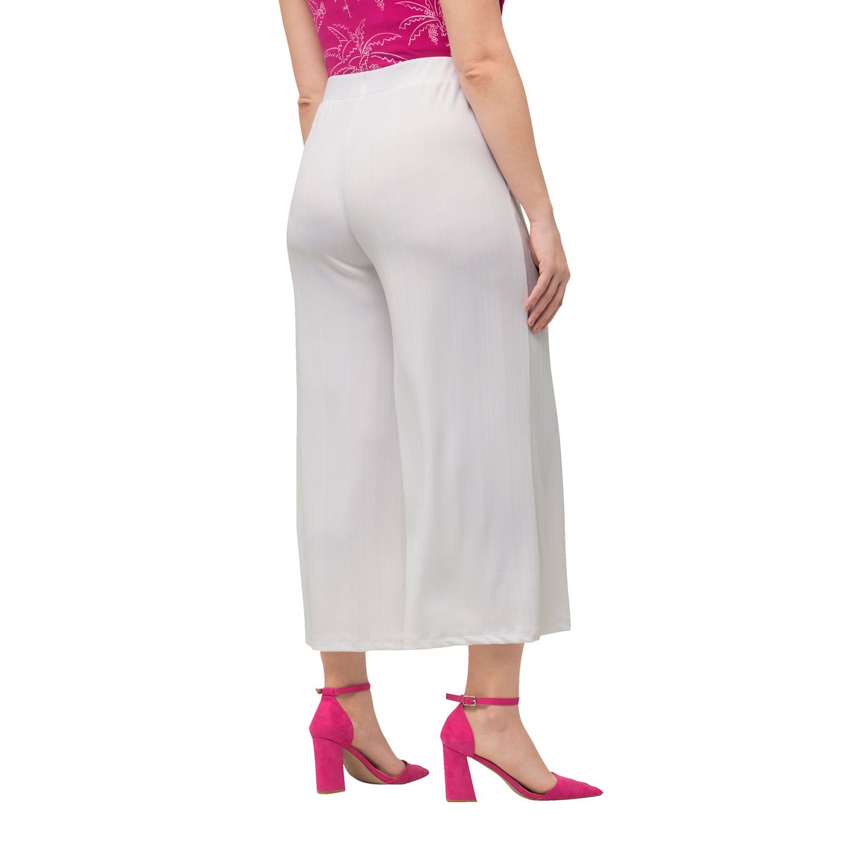 Jupe-culotte en tissu texturé. blanc neige, ULLA POPKEN
