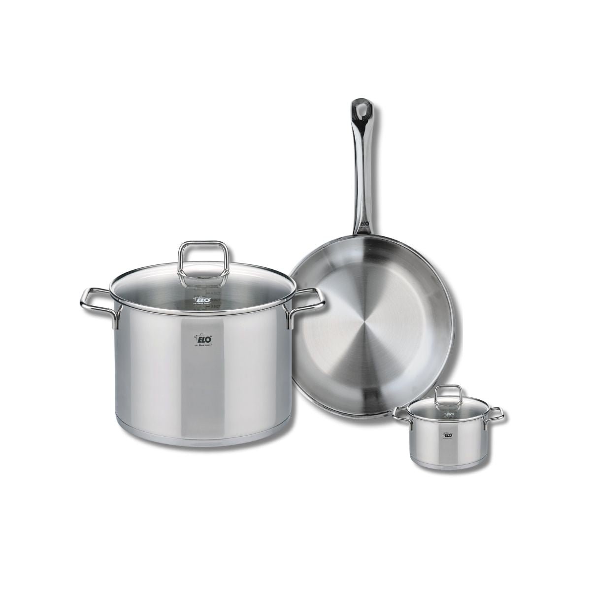 Batterie 1 poêle 28cm + 2 faitouts 12/26cm PROFI CITRIN inox, ELO