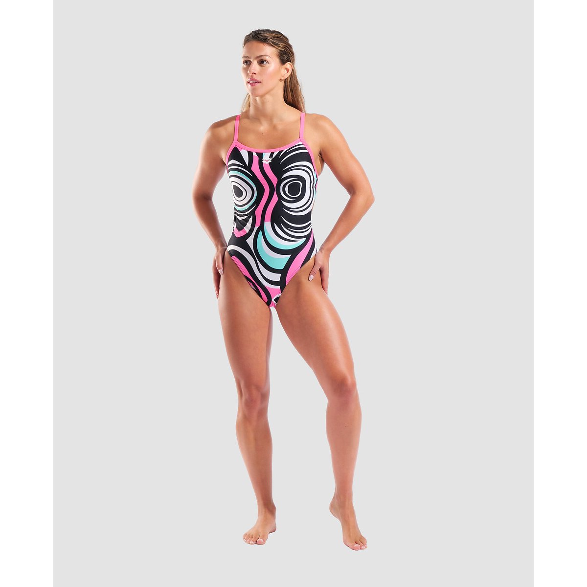 Bañador de natación ILLUSION MAXLIFE blanco/rosa/azul, ARENA