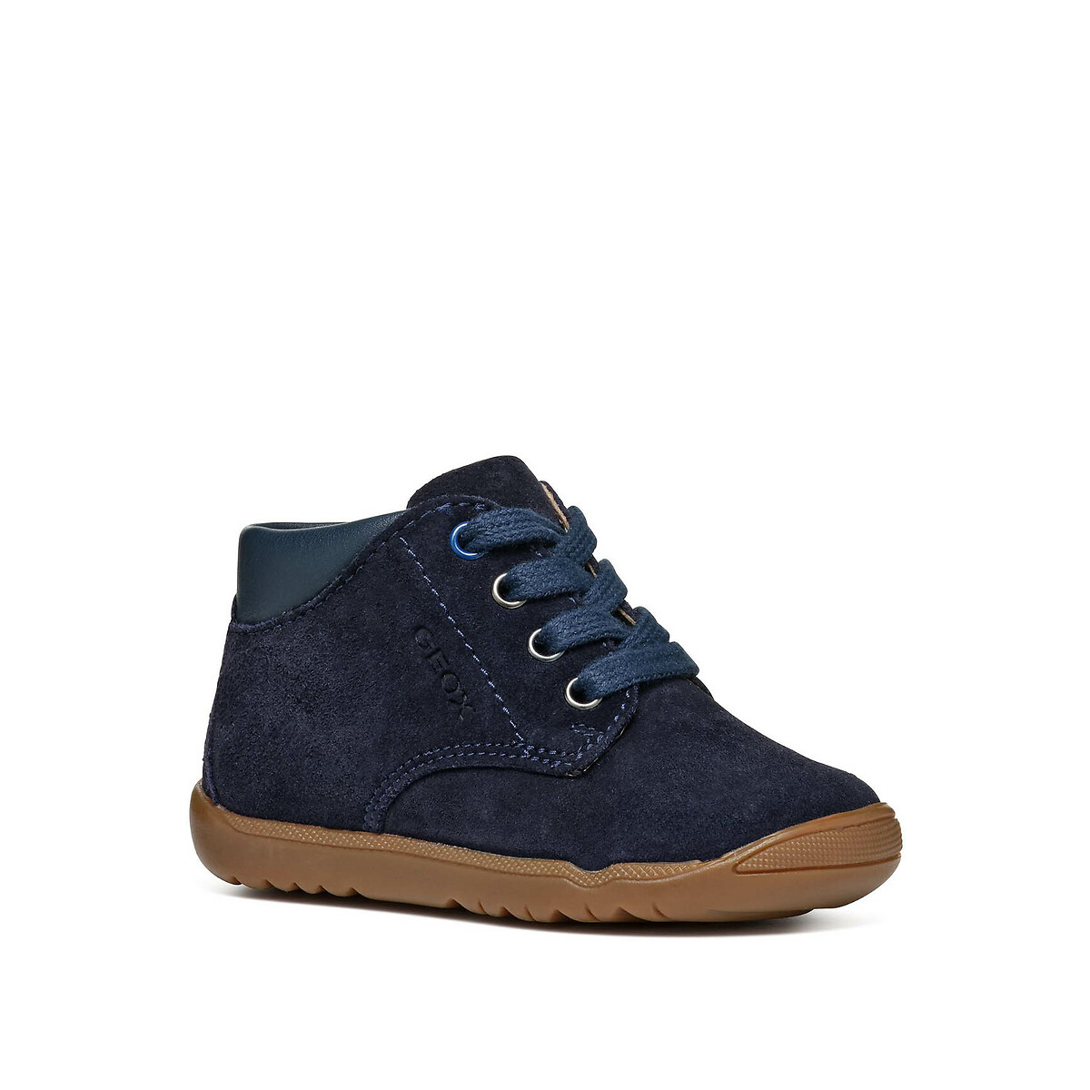 Kids Macchia Ankle Boots in Suede with Laces navy blue, GEOX