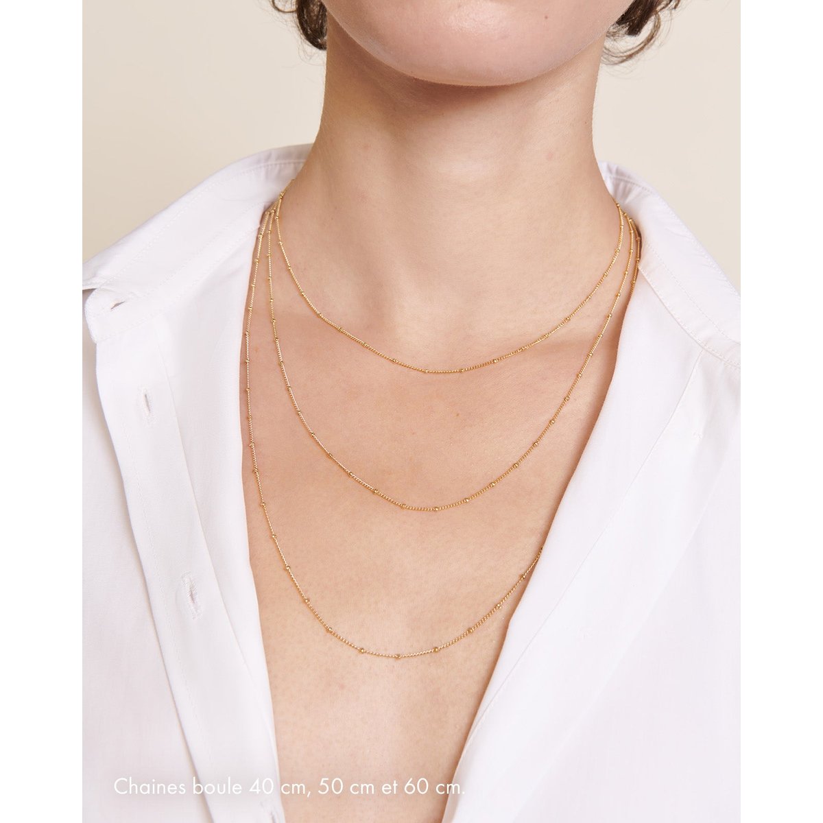Collier chaîne boules doré à l'or fin, FANTAISIE or - or - doré, EMOI EMOI