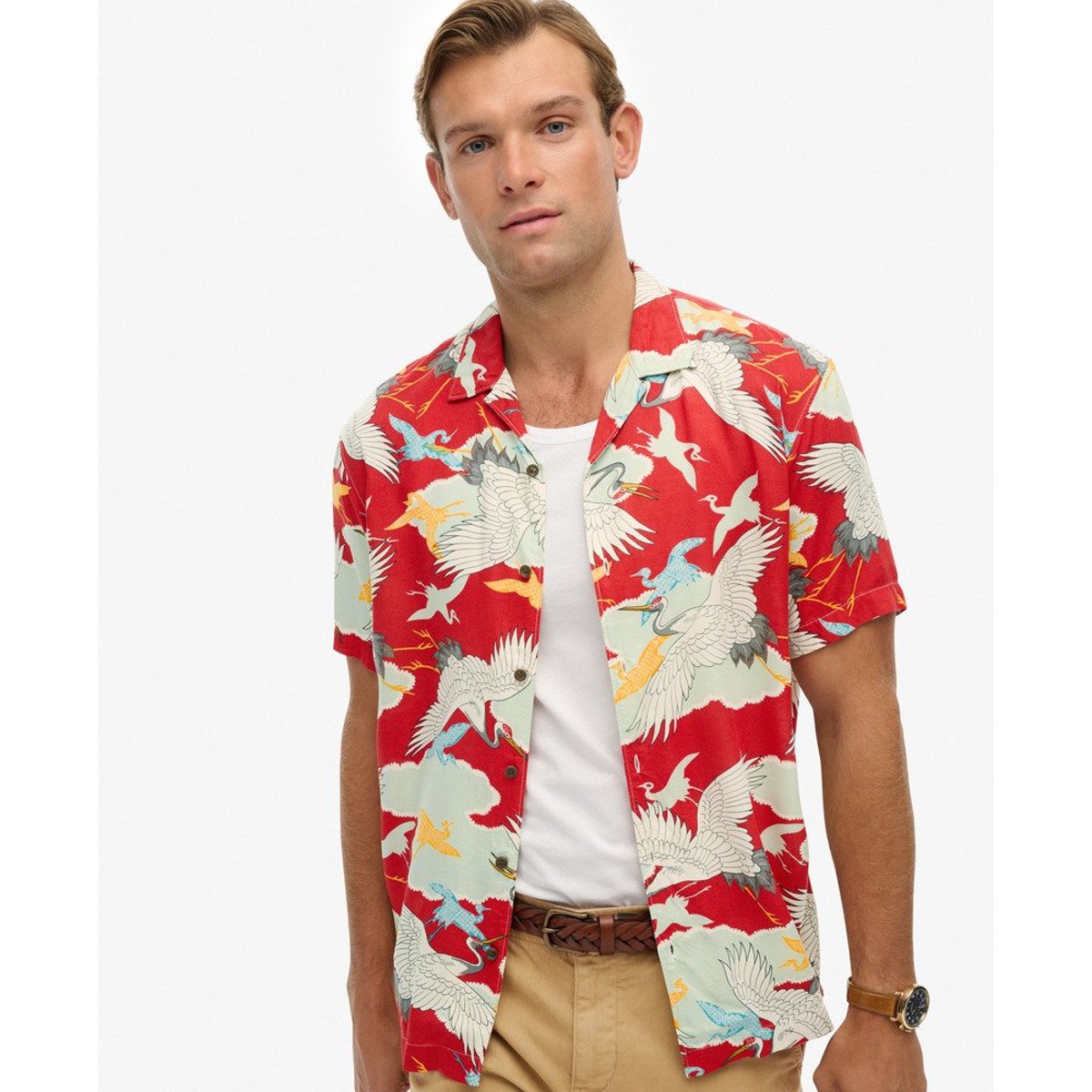 The Merchant Store - Chemise hawaïenne rouge tsuru, SUPERDRY