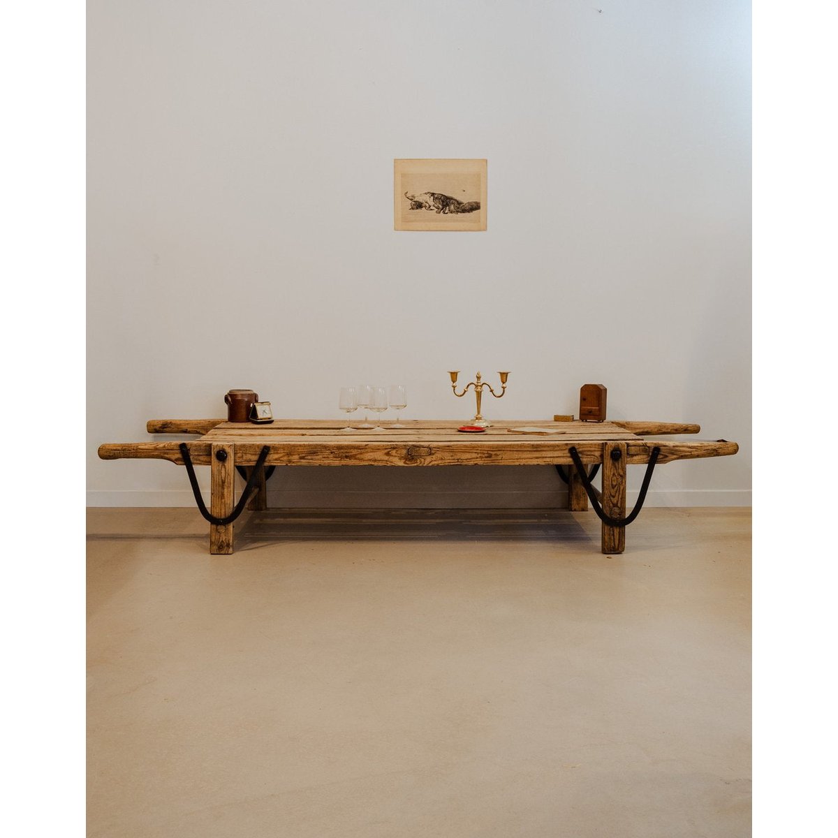Table basse de ferme en bois Léonie N°881 - Bon état bois clair, DEBONGOUT
