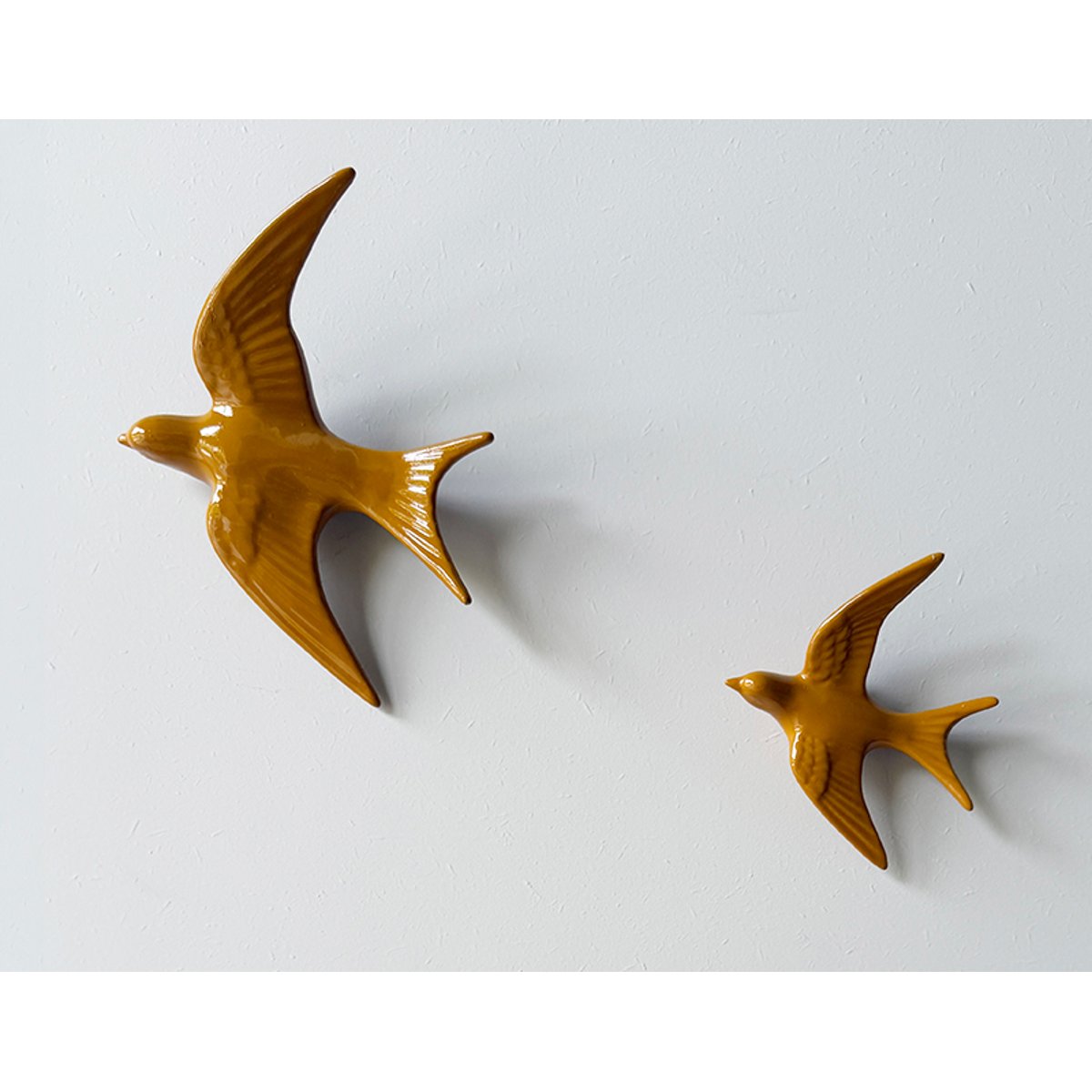 Lot de 2 oiseaux 7.9x9.4cm et 12.4x13.4cm orange, EMDE
