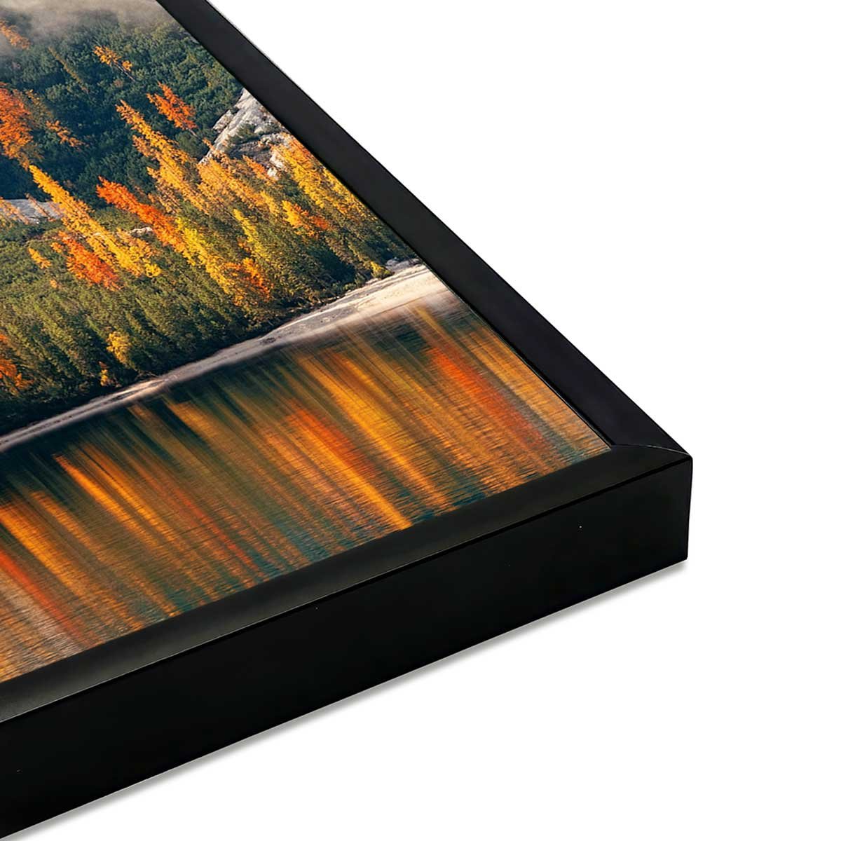 Affiche encadrée paysage lac de montagne et forêt d’automne affiche + cadre en métal - noir, HEXOA