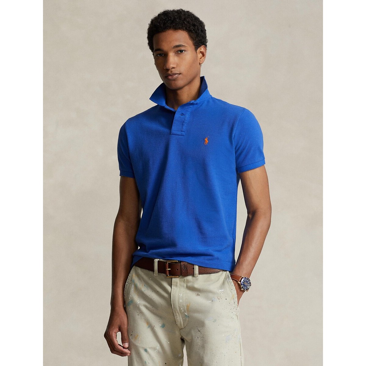 Polo iconique en coton piqué bleu iris, POLO RALPH LAUREN