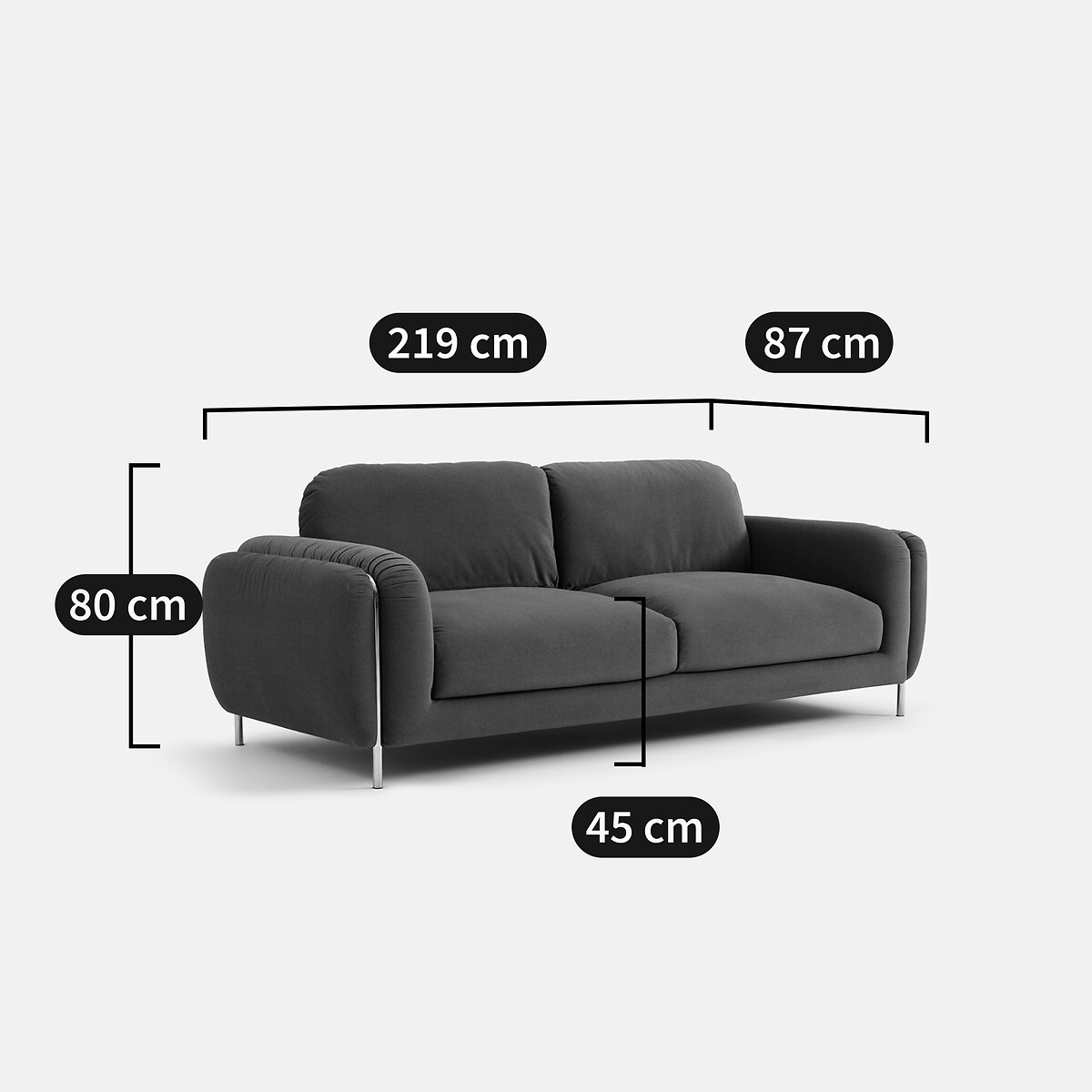 3-Sitzer-Sofa, Giorgia karamell, LA REDOUTE INTERIEURS