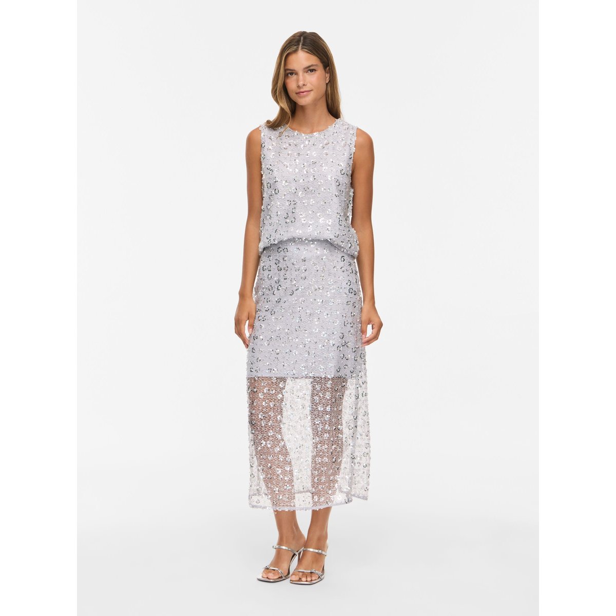 Jupe Mi-Longue gris - silver1, VILA