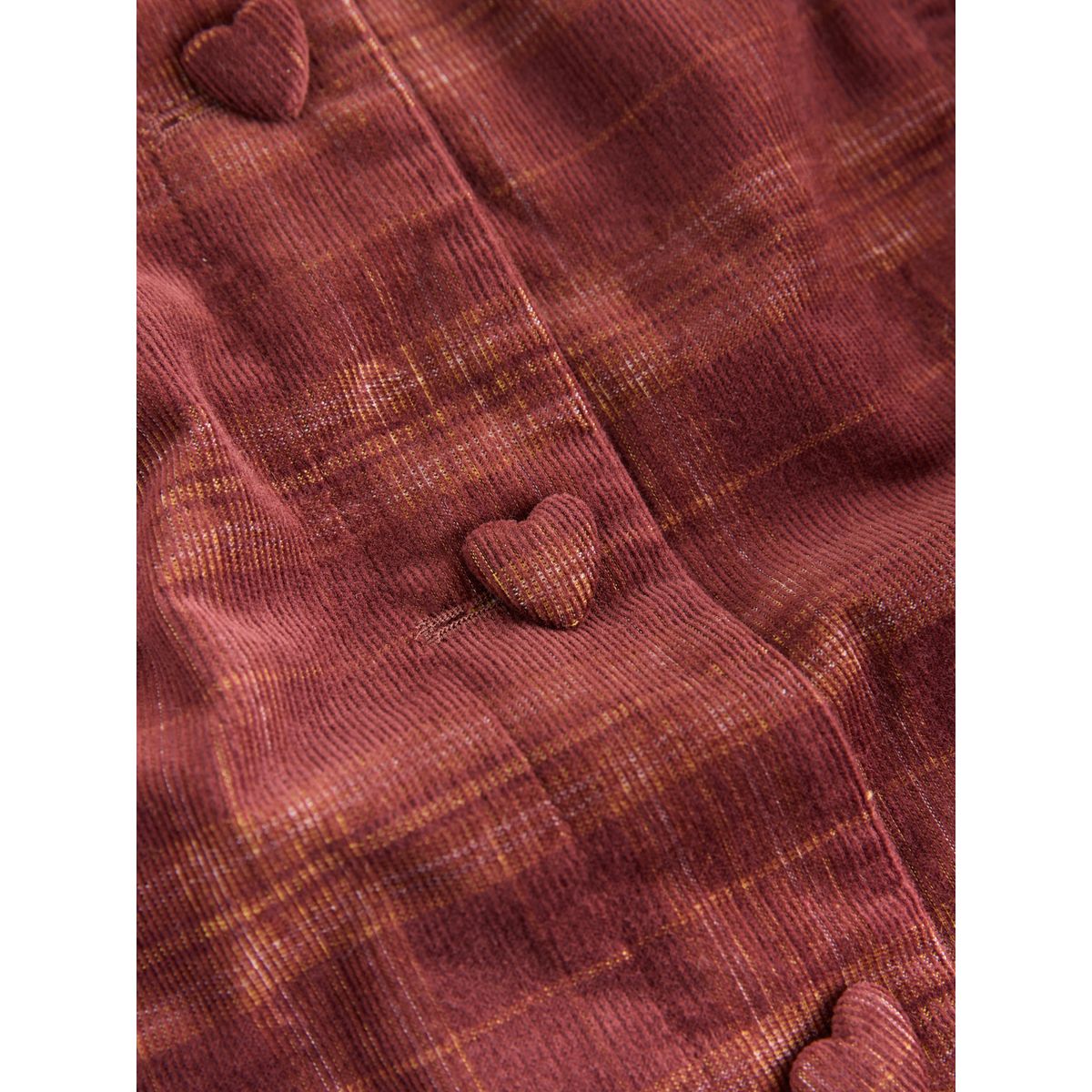 Robe courte boutonnée en velours côtelé rouge bordeaux à carreaux, NEXT