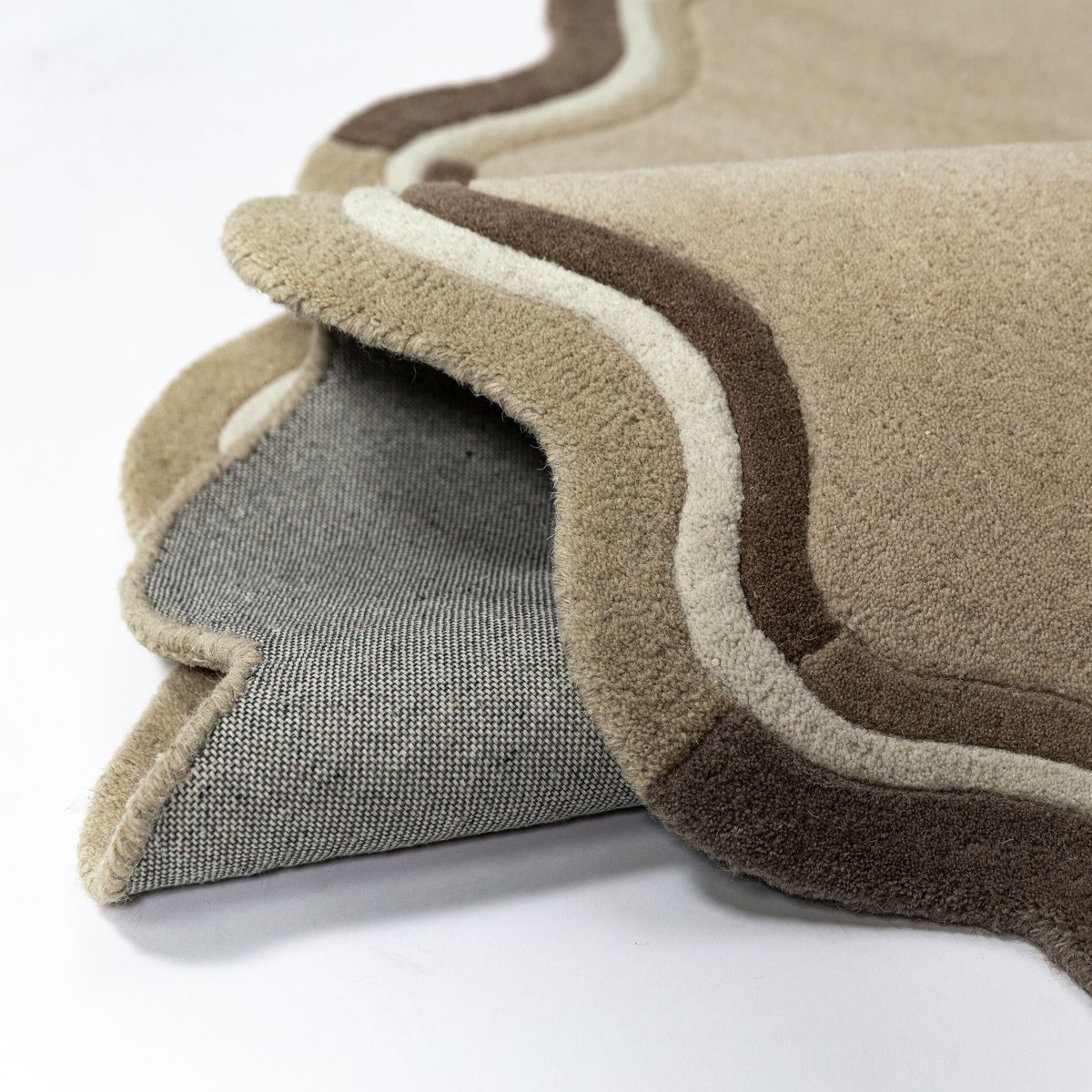 Tapis en laine rond LOIS SCALLOP beige, FLAIR RUGS