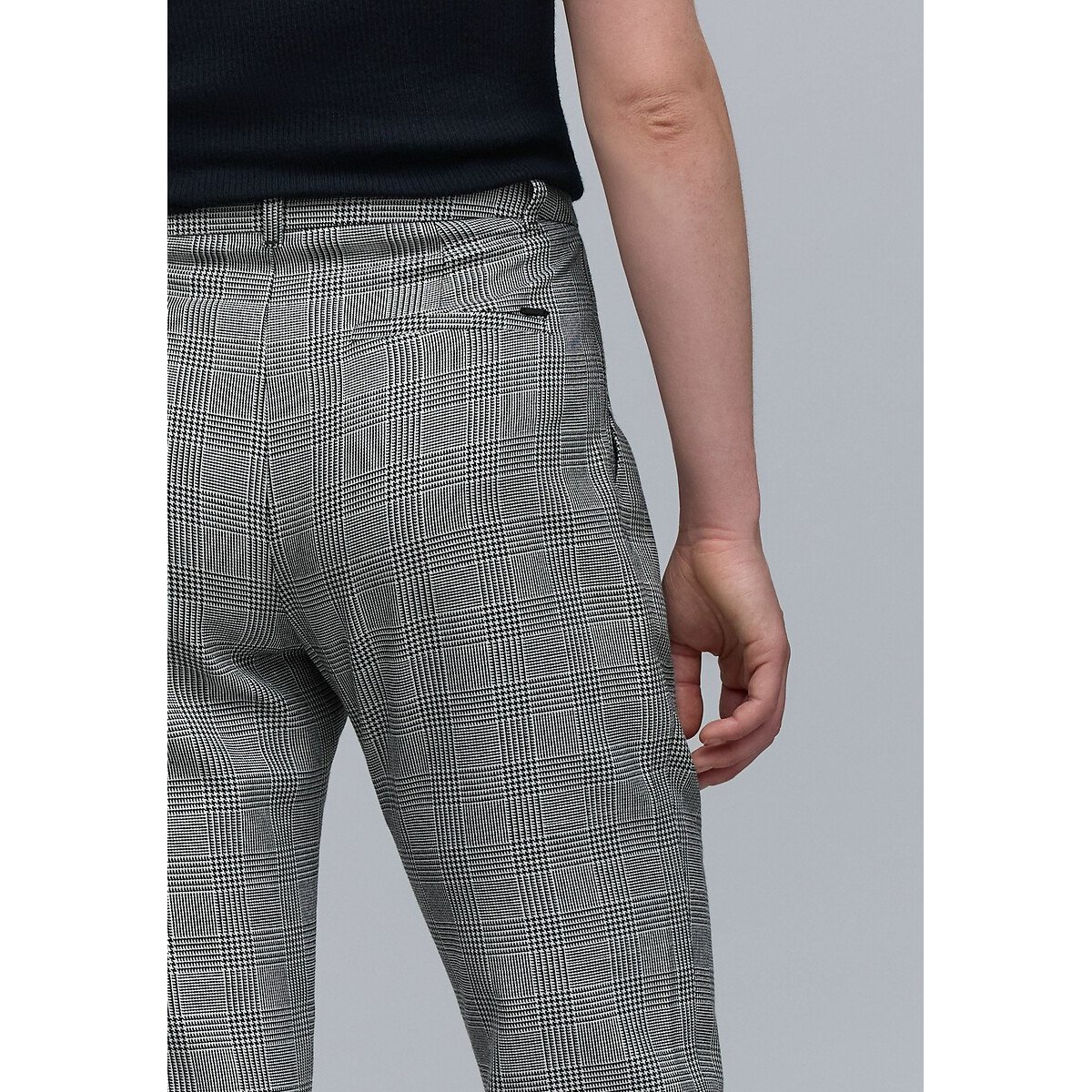 Pantalon cigarette Prince de Galles lin/noir, IKKS