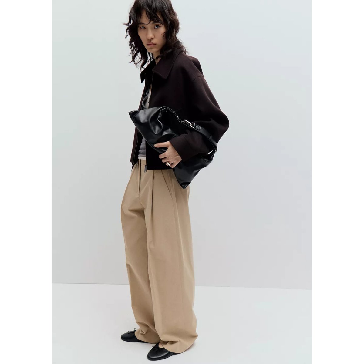 Veste bomber laine chocolat, MANGO
