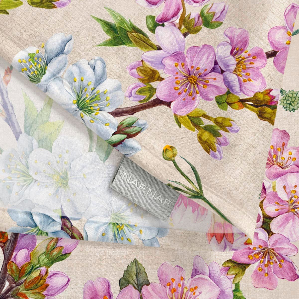 Nappe anti-taches Flowerpeacock - 100% coton - beige, NAF NAF HOME
