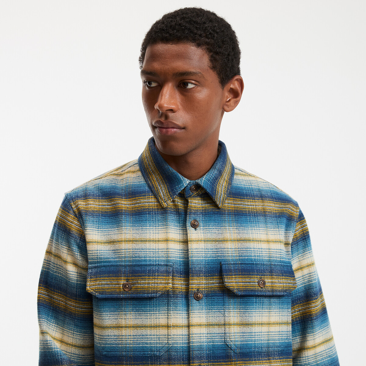 Checked Brushed Shacket blue checks, LA REDOUTE COLLECTIONS