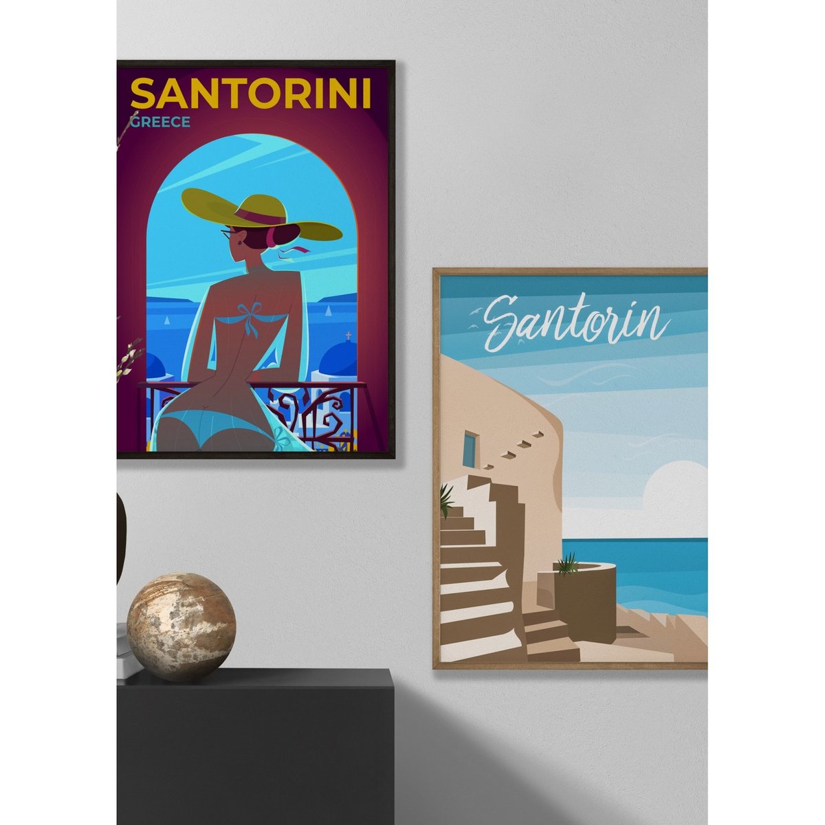 Affiche Grèce - Santorin blanc, L'AFFICHERIE