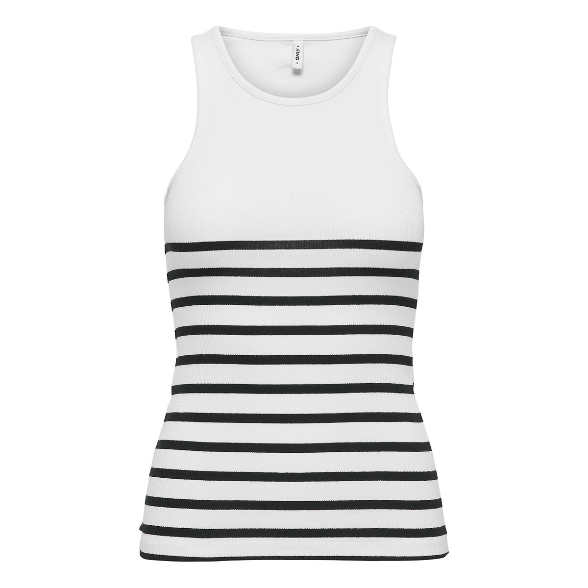 Tee shirt col rond sans manches blanc/noir, ONLY