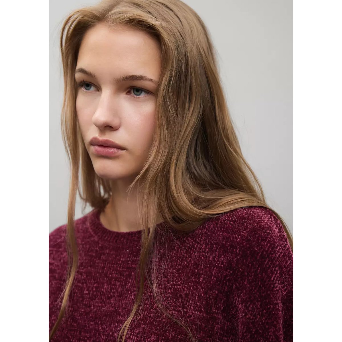 Pull-over maille chenille bordeaux, MANGO TEEN