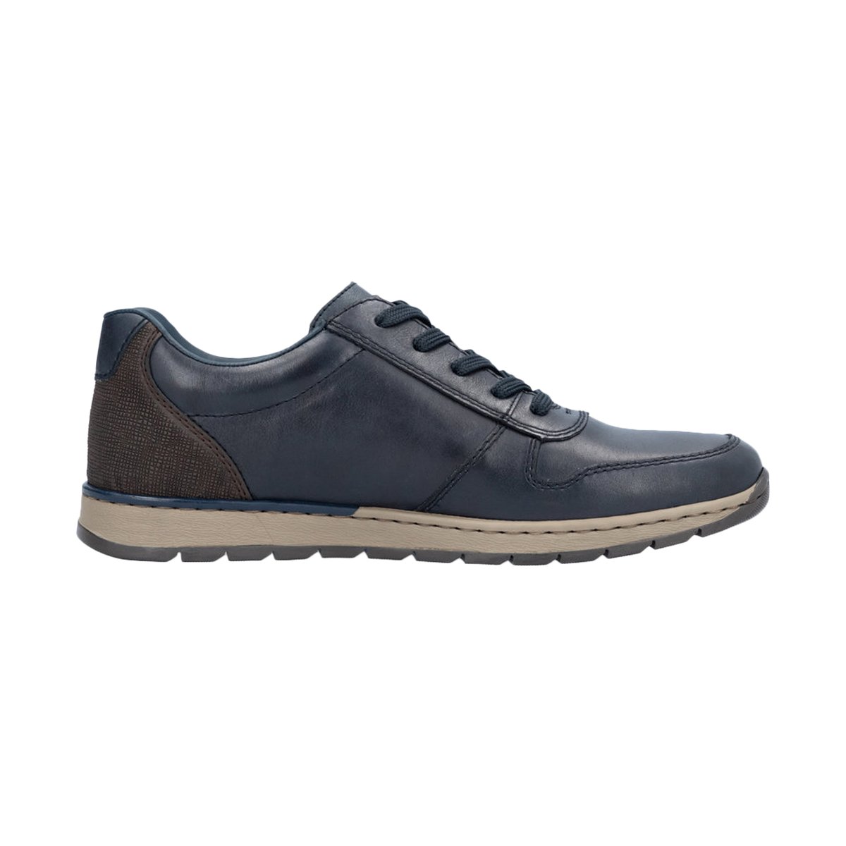 Sneakers en cuir bleu marine avec semelle à talon plat et zip latéral bleu marine, RIEKER