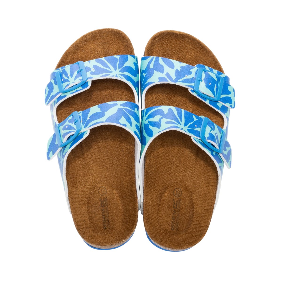 Sandales à double sangle et semelle compensée MIA turquoise / bleu vif floral, REGATTA