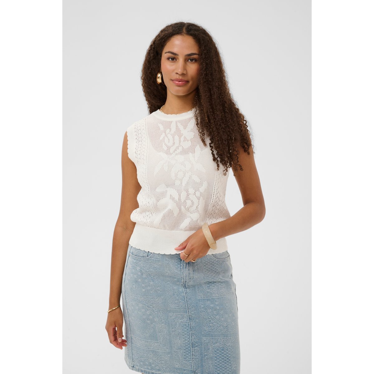 Manteau tricoté blanc snow white, CREAM