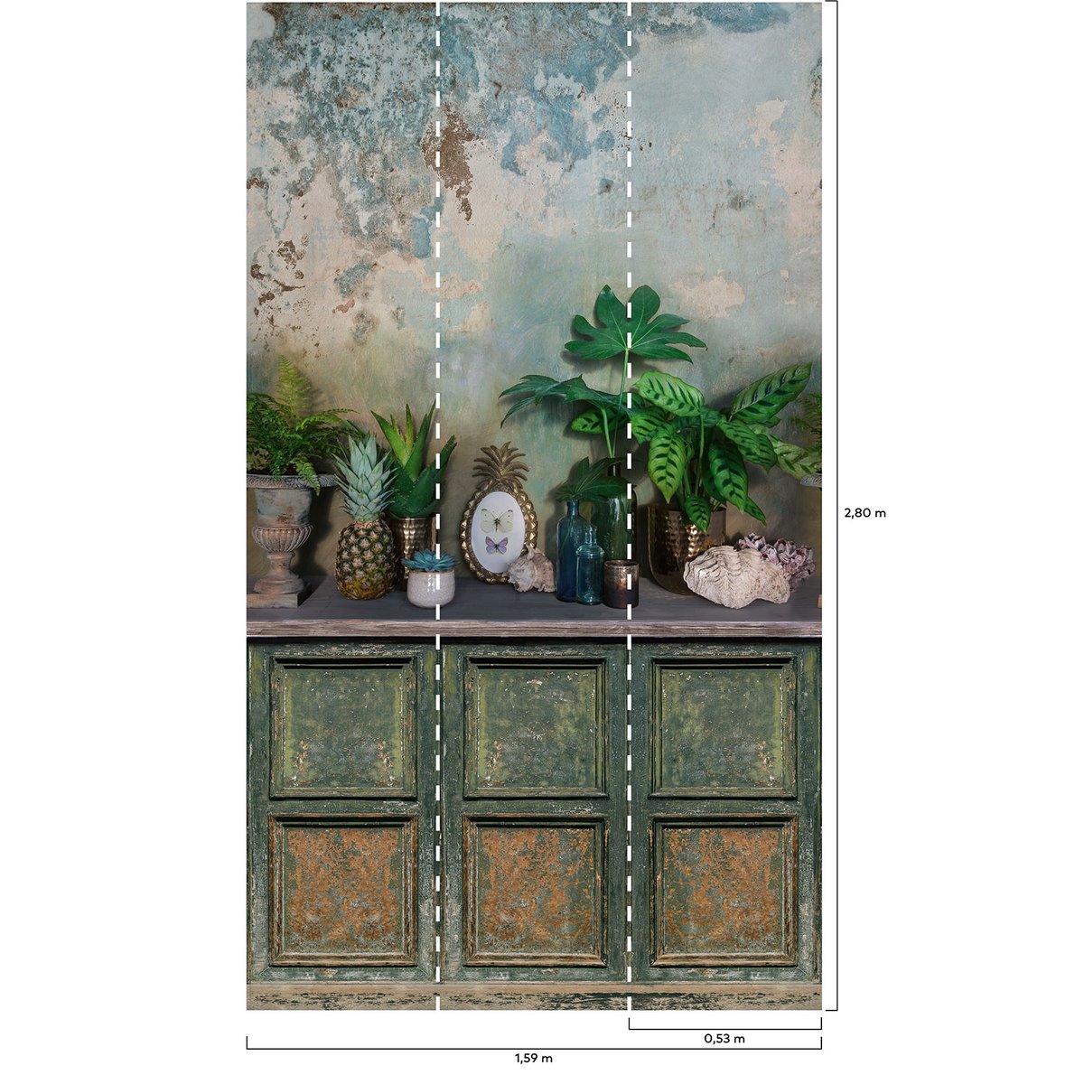 Papier peint trompe oeil vert, HEXOA