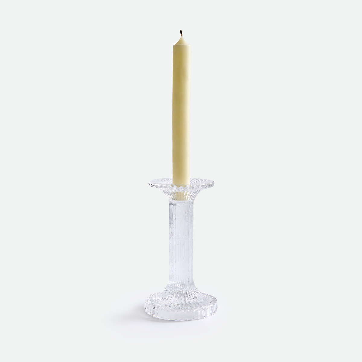 Bougeoir sur pied, verre transparent, hauteur 16 cm, STRIA transparent, LA REDOUTE INTERIEURS