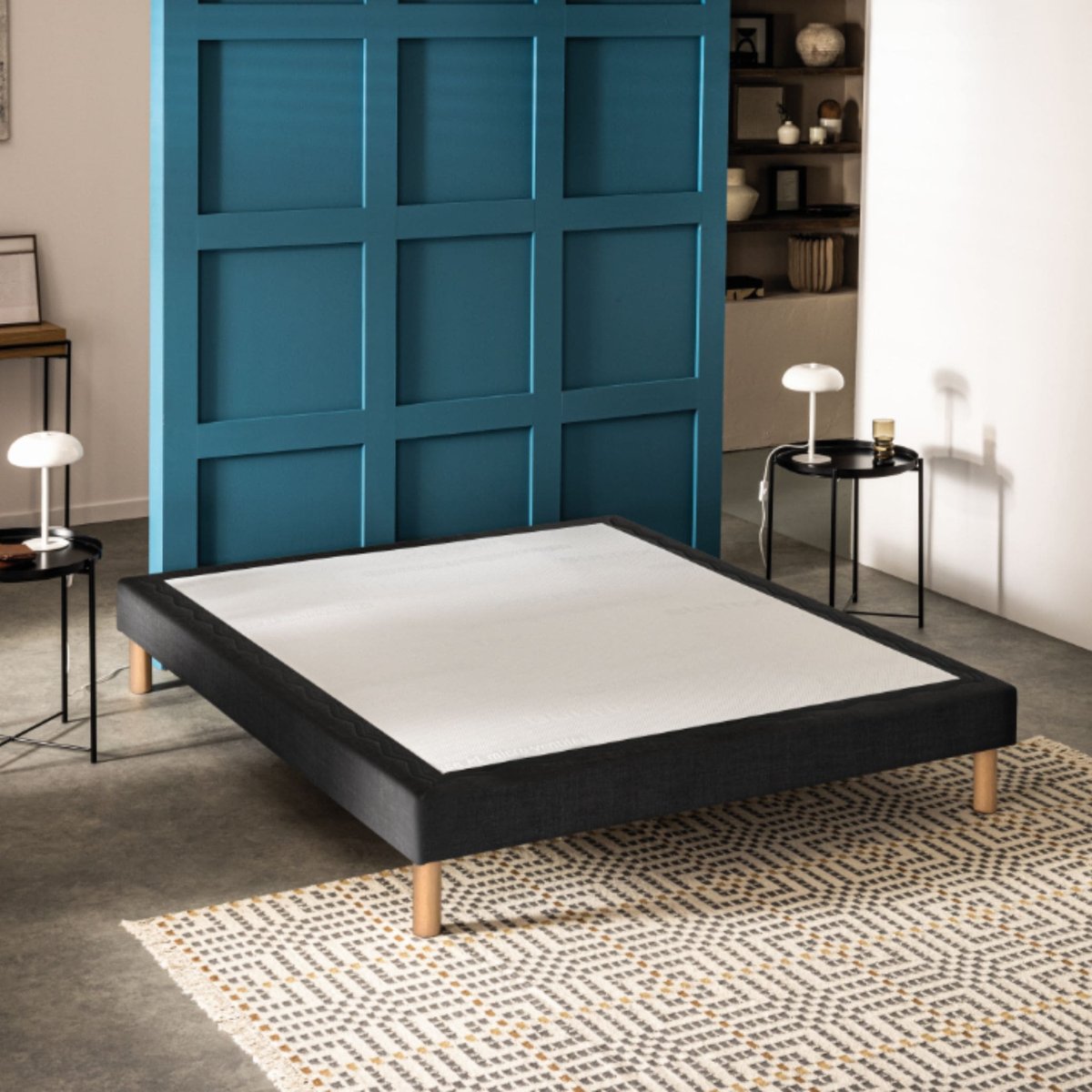 Sommier déco tapissier MEDIANO gris foncé, BULTEX