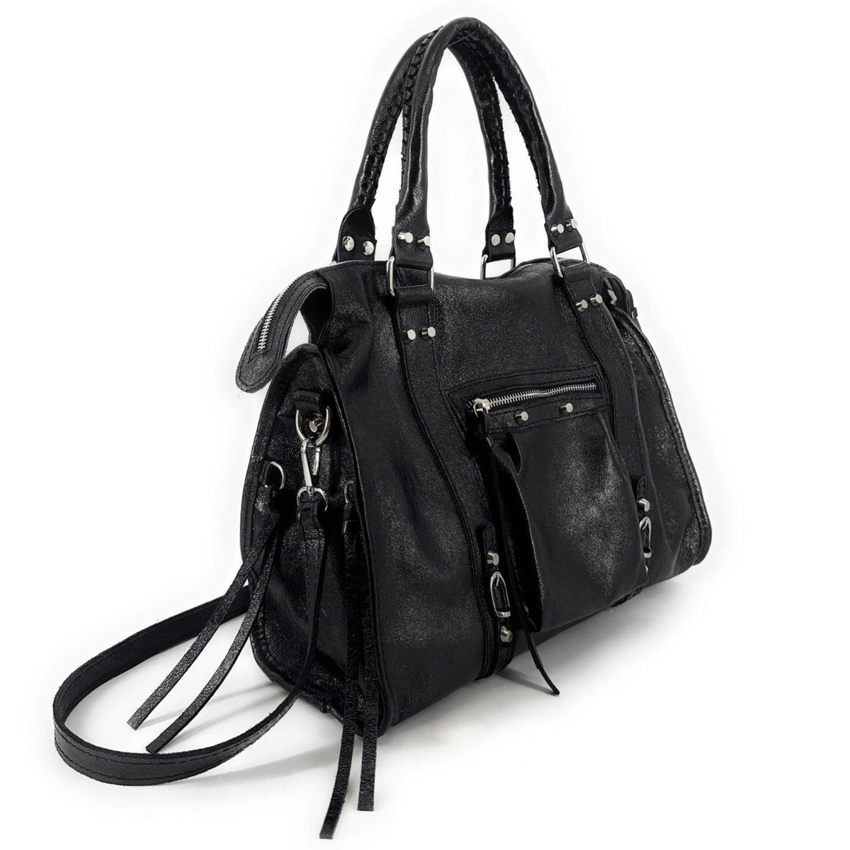 Sac à main en cuir irisé SANDSTORM SILVER noir irisé, OH MY BAG