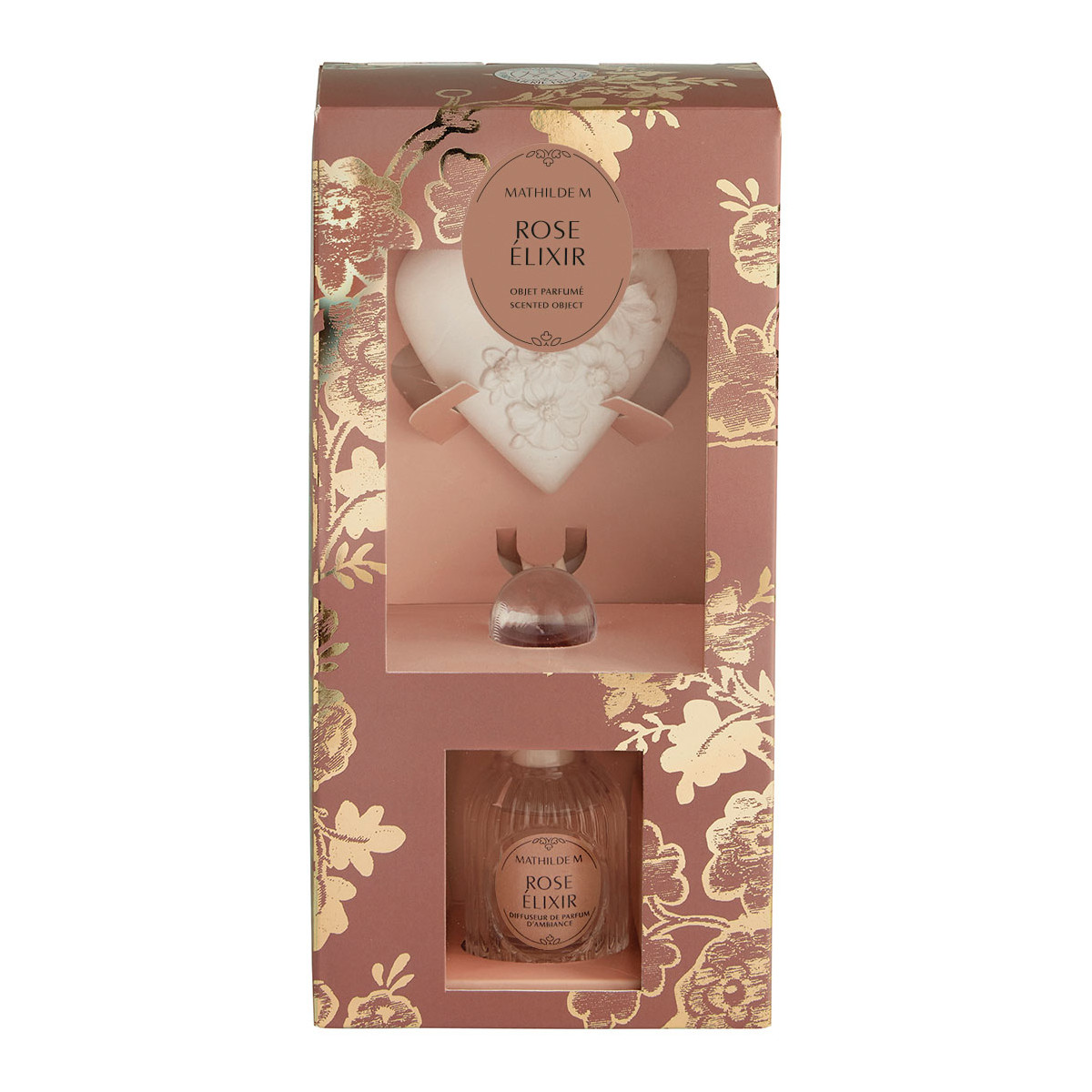 Coffret diffuseur et décor parfumé Rose Élixir TRÉSOR DE FLEURS rose, MATHILDE M