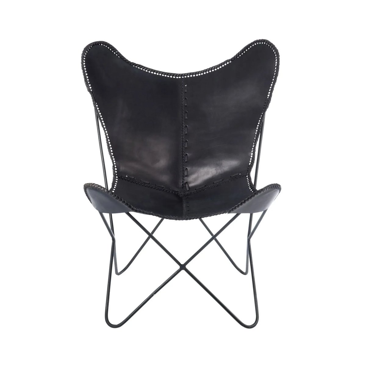 Fauteuil papillon en métal et cuir - ALTO noir, HELLIN, DEPUIS 1862