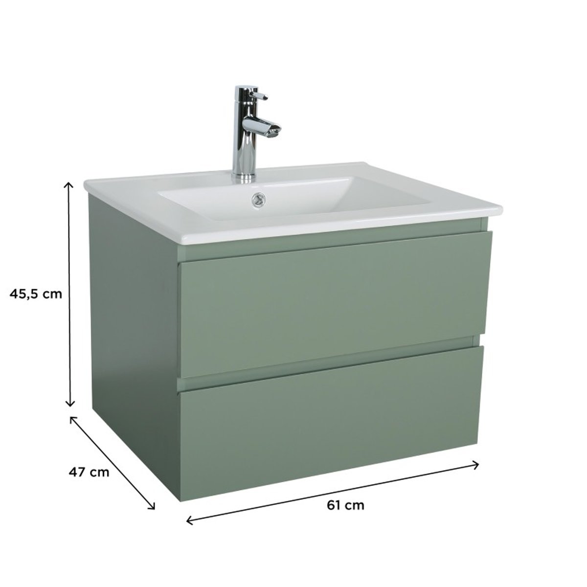 Meuble simple vasque Sorrento vert, MOB IN