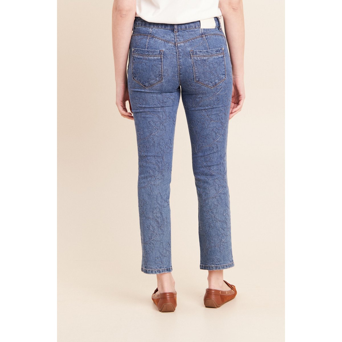 Jean coupe droite 7/8ème taille basculée bleu, BREAL
